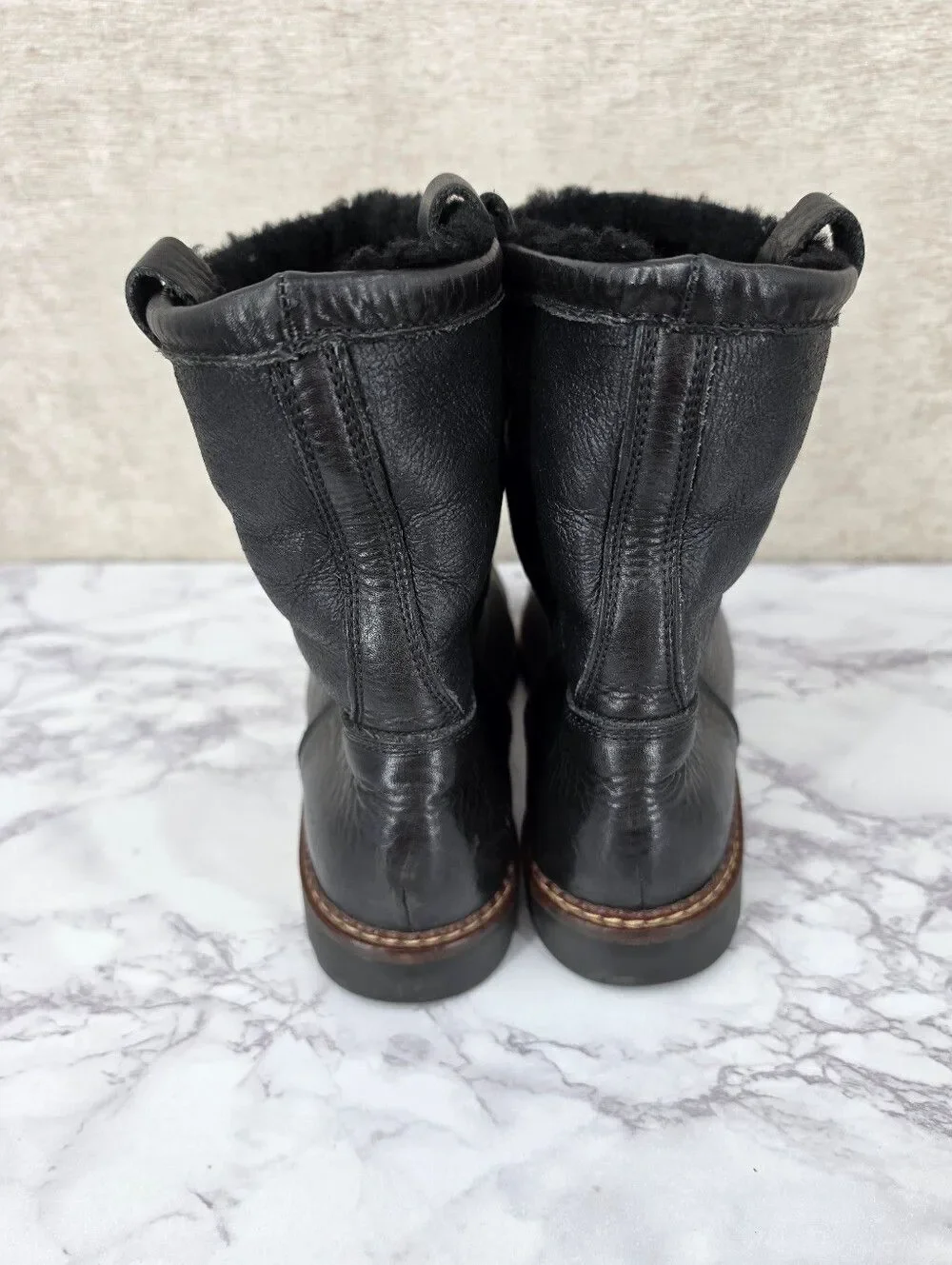Tecnica Black Leather Boots with Shearling Lining